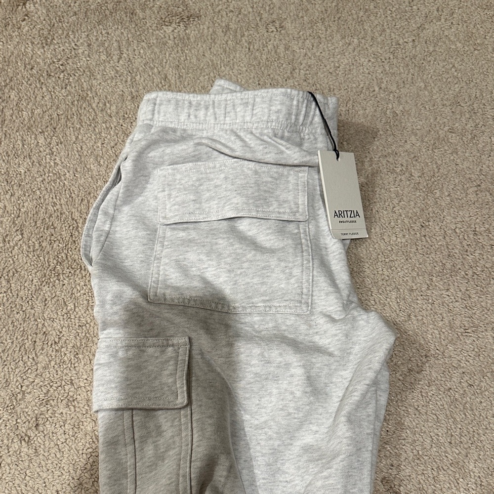 Aritzia Heather Cloud Gray Straight Leg Pants Terry Fleece
